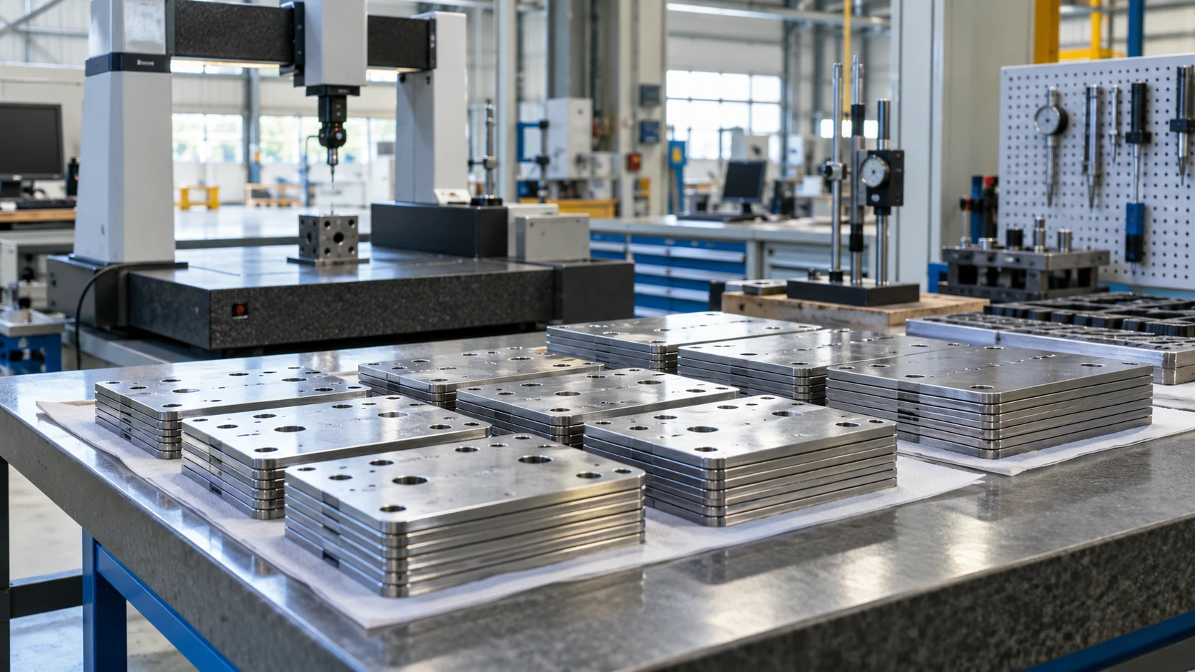 Equipamentos industriais identificados e materiais preparados para conferência antes do fornecimento